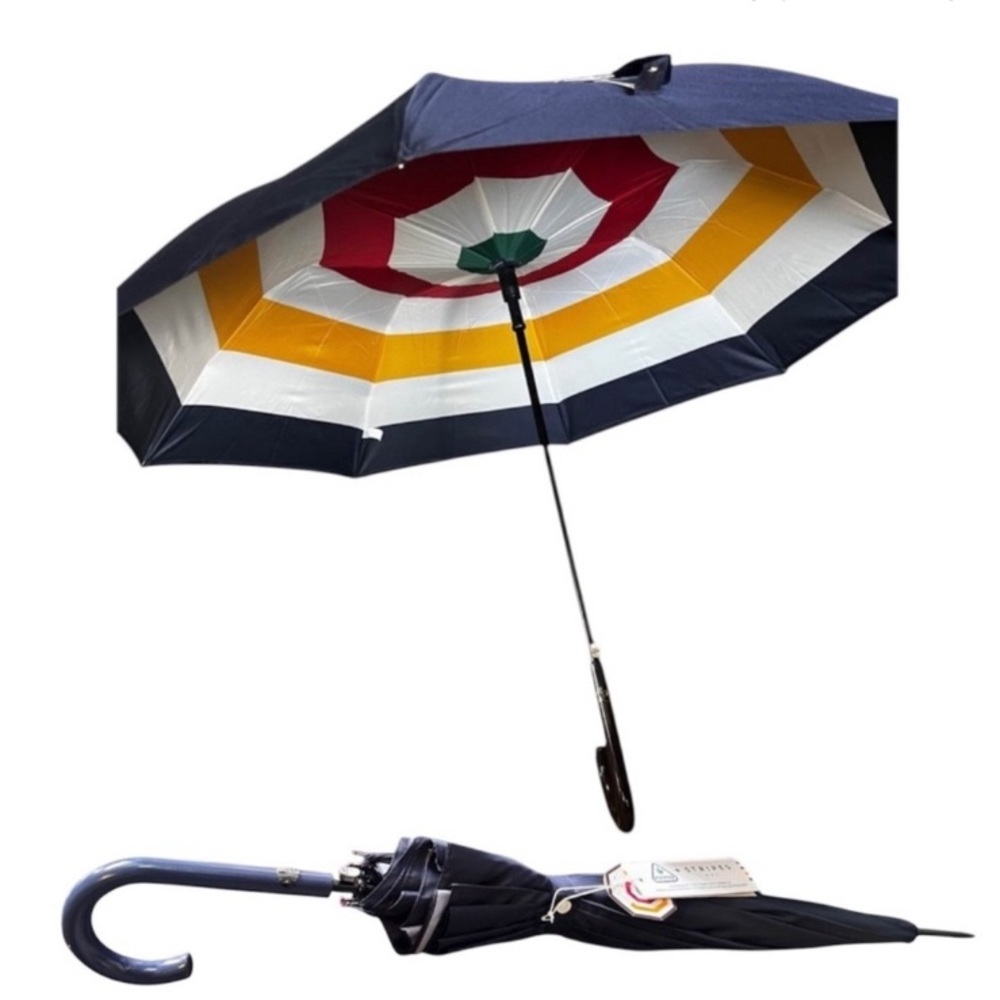 HBC Stripes + Fulton Indigo Multistripe Umbrella